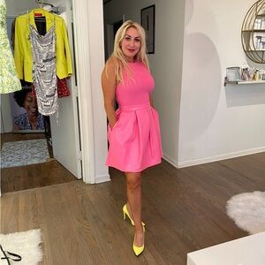 Alice + Olivia Pink Halter A-Line Mini Dress